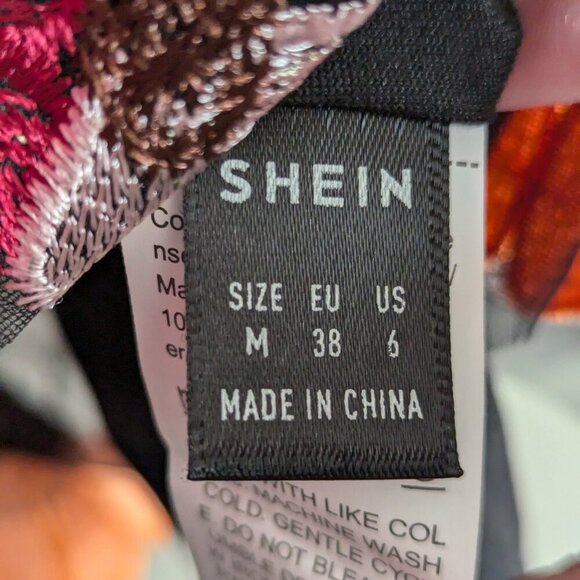 SHEIN Black Mini Dress with Colorful Floral Embroidery - Picture 9 of 9